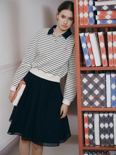 BOROMWAT Flared Layered Tuck Midi Skirt [Cream/] - AND YOU - Modalova