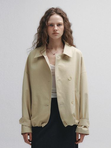 Loose Fit Cotton Half Trench Coat [Beige] - Neev - Modalova