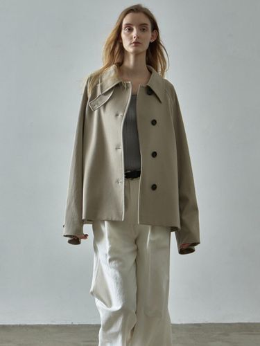 コート FACADE PATTERN Leather half coat_brown FACADE PATTERN Leather Half Coat - Brown