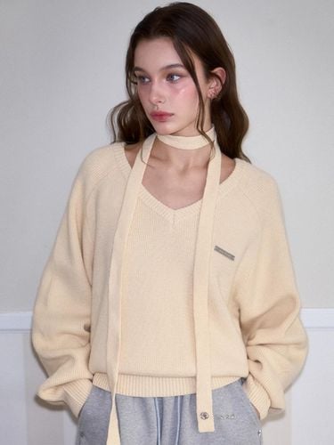 Tie Vneck Knit [Buttery Yellow] - Rosefrantz - Modalova