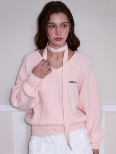 Tie Vneck Knit Sweater [Pink] - Rosefrantz - Modalova