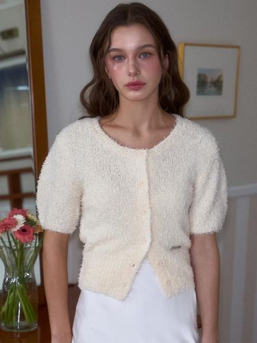 Puff Hairy Half Cardigan [Cream] - Rosefrantz - Modalova