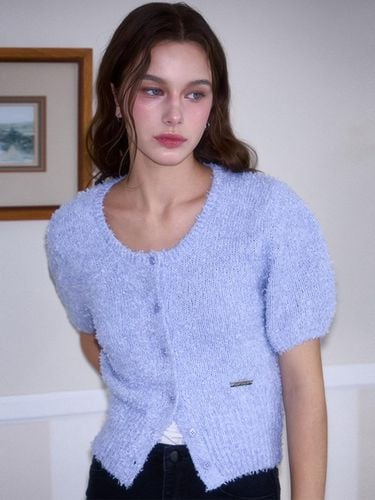 Puff Hairy Half Cardigan [Sky Blue] - Rosefrantz - Modalova