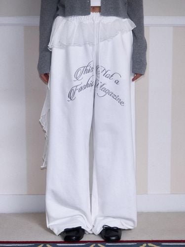 Lace Layered Lettering Pants [Ivory] - Rosefrantz - Modalova