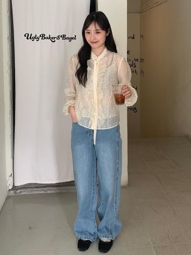 ITSMYSHA Crinkle Wash Wide Denim Pants (ITP3DPT730) (2COLOR) - IT MICHAA - Modalova