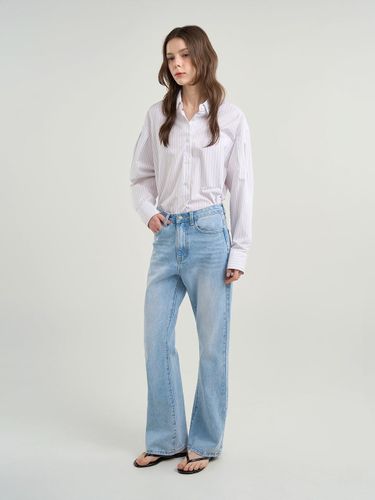Ss Side Button Wrap Stripe Shirt [2color] - OMIOU - Modalova