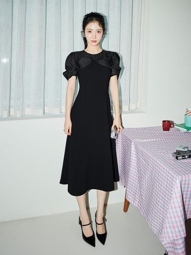 Texture Block Dress (ITP3WOP720) [BLACK] - IT MICHAA - Modalova