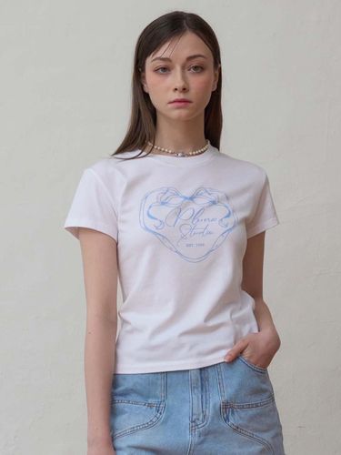 Ribbon Heart Crop Short-Sleeve T-shirt [] - PLUNASTUDIO - Modalova