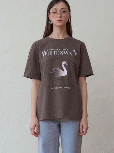 White Swan Pigment Short-Sleeve T-shirt [] - PLUNASTUDIO - Modalova