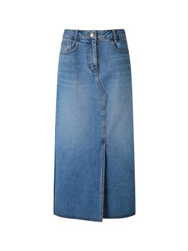 Color Block Denim Skirt Blouse (D251PSD406) - DEWL - Modalova