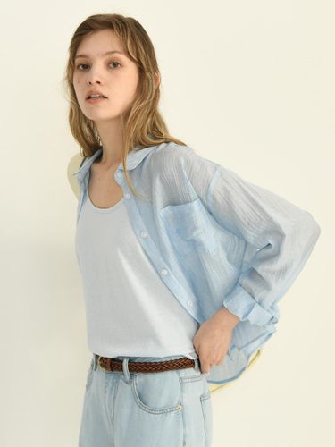 See-through Crop Blouse (PBE03S-WNBW036) - Pigment - Modalova