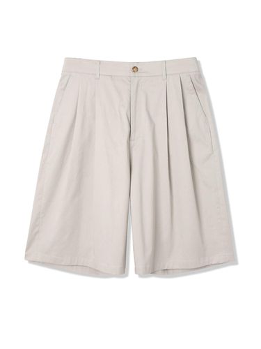 Men's Double Pleated Bermuda Shorts [LT-BEIGE] (HB5SP20) - ADHOC - Modalova
