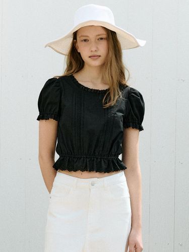 CROP LACE BLOUSE [BLACK] - ROLAROLA - Modalova