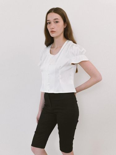 Satin Crop Blouse [Ivory] - Laminez - Modalova