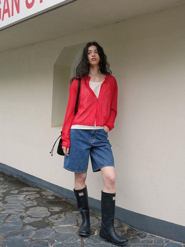 LACE KNIT CARDIGAN [RED] - PAUL&ALICE - Modalova
