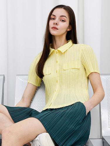 Crinkle Crop Blouse [Yellow] - yoyoyoy - Modalova