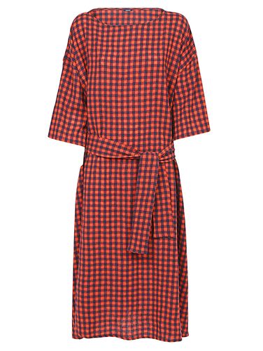 Vichy Wool Belted Midi Dress - Apuntob - Modalova