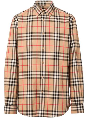 BURBERRY - Check Motif Cotton Shirt - Burberry - Modalova