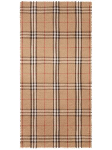 Check Motif Wool And Silk Blend Scarf - Burberry - Modalova