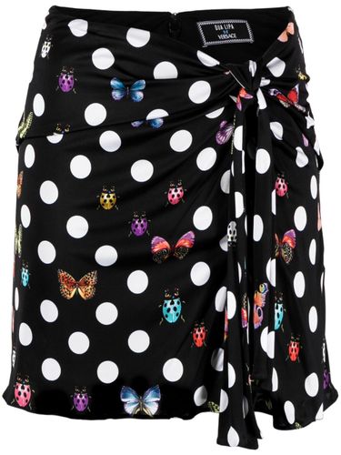 Polka Dot And Butterflies Print Jersey Mini Skirt - Versace La Vacanza - Modalova