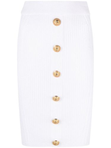 High Waist Buttoned Knit Skirt - Balmain - Modalova