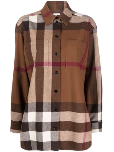 BURBERRY - Check Motif Wool Shirt - Burberry - Modalova