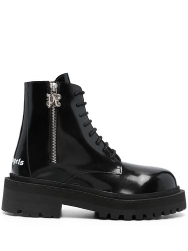 PALM ANGELS - Leather Combat Boots - Palm Angels - Modalova