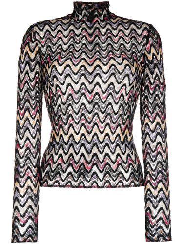 Zig Zag Pattern Wool Blend Turtleneck Sweater - Missoni - Modalova