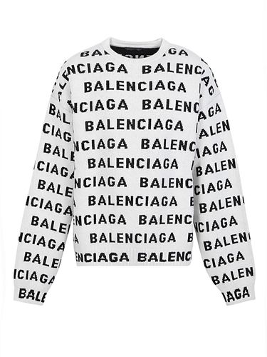 Allover Logo Wool Crewneck Jumper - Balenciaga - Modalova