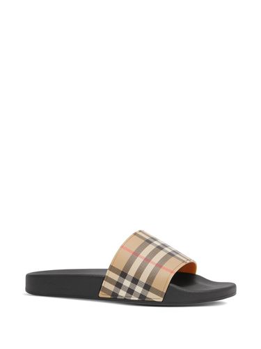 BURBERRY - Check Motif Pool Slides - Burberry - Modalova