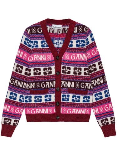 GANNI - Logo Wool Cardigan - Ganni - Modalova