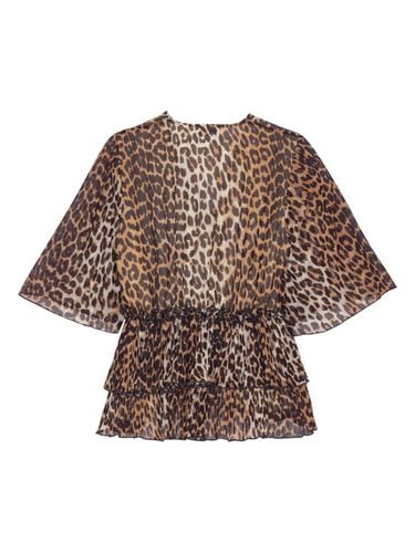 Leopard Print V-necked Blouse - Ganni - Modalova