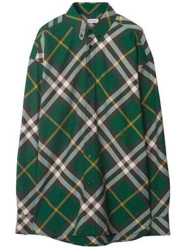 BURBERRY - Check Motif Cotton Shirt - Burberry - Modalova