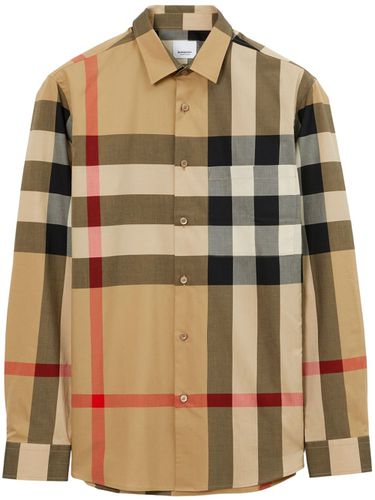 BURBERRY - Check Motif Cotton Shirt - Burberry - Modalova