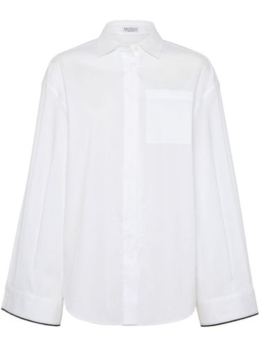 Shiny Cuff Detail Cotton Shirt - Brunello Cucinelli - Modalova