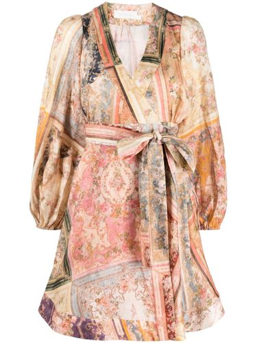 Floral Print Linen Wrap Mini Dress - Zimmermann - Modalova