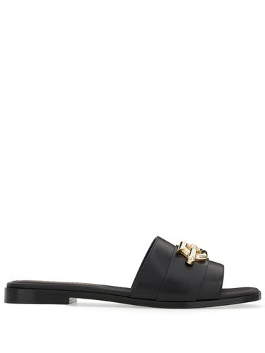 Gancio Leather Flat Sandals - Ferragamo - Modalova