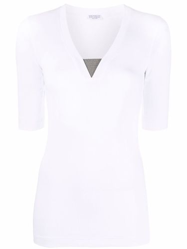 Cotton Blend V-neck T-shirt - Brunello Cucinelli - Modalova