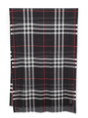 Giant Check Wool And Silk Blend Scarf - Burberry - Modalova