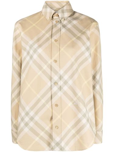 BURBERRY - Check Motif Cotton Shirt - Burberry - Modalova