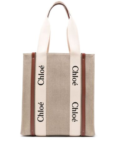 CHLOÉ - Woody Canvas And Leather Tote Bag - Chloé - Modalova