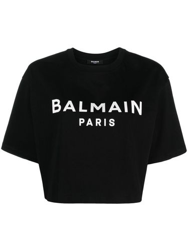 Logo Organic Cotton Cropped T-shirt - Balmain - Modalova