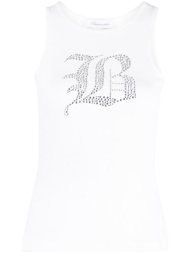 Logo Ribbed Cotton Tank Top - Blumarine - Modalova