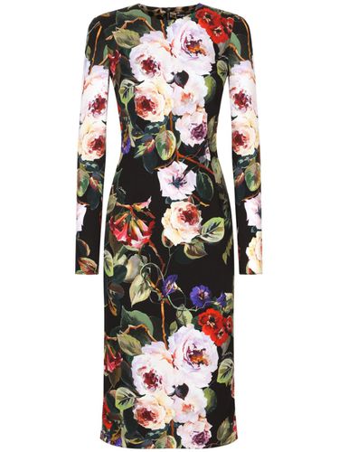 Printed Silk Midi Dress - Dolce & Gabbana - Modalova
