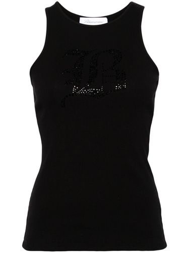 Logo Ribbed Cotton Tank Top - Blumarine - Modalova