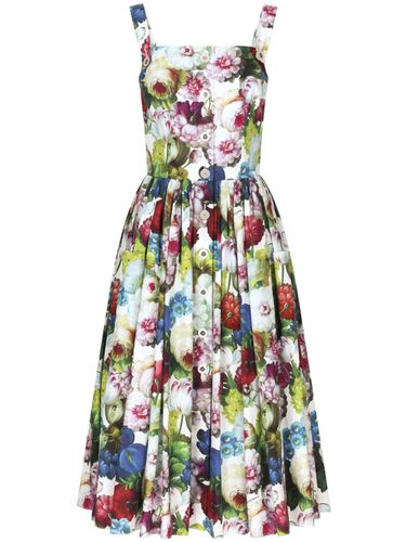 Flower Print Midi Cotton Dress - Dolce & Gabbana - Modalova