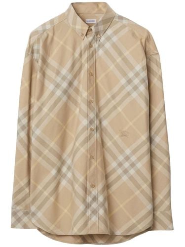 BURBERRY - Check Motif Cotton Shirt - Burberry - Modalova