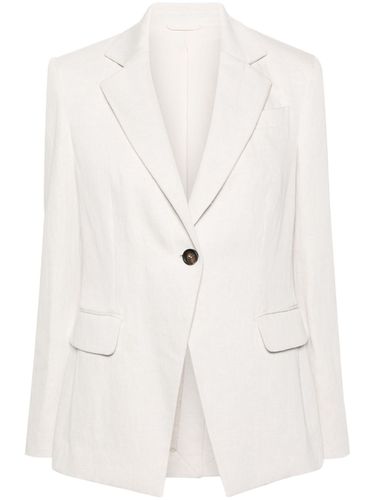 Linen And Cotton Blend Single-breasted Jacket - Brunello Cucinelli - Modalova