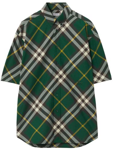 BURBERRY - Check Motif Cotton Shirt - Burberry - Modalova