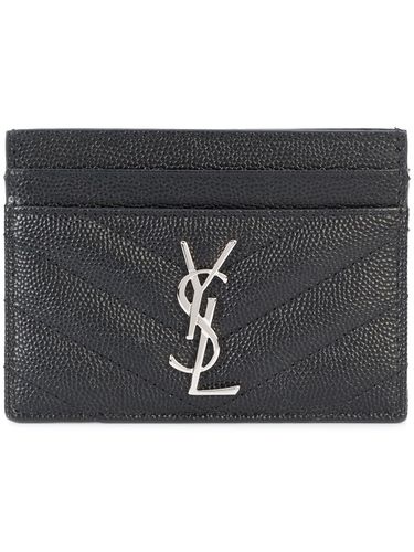 Monogram Leather Card Holder - Saint Laurent - Modalova